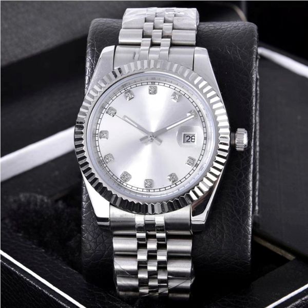 fashion date watches silver dial stainless steel diamond automatic wristwatch movement 2813 valentine's gift 36mm, Slivery;brown
fashion date watches silver dial stainless steel diamond automatic wristwatch movement 2813 valentine's gift 36mm, Slivery;brown