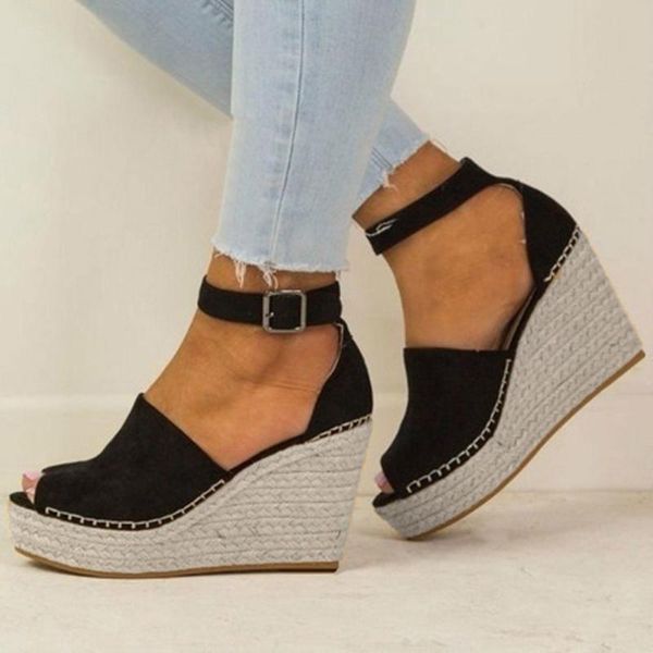 sandals wedges women 2021 summer platform shoes high heels woman buckle strap weave casual sandalias mujer, Black
sandals wedges women 2021 summer platform shoes high heels woman buckle strap weave casual sandalias mujer, Black