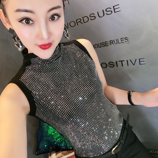 camis tank women's outer wear trendy half-turtle-neck heavy industry rhinestone fashion sleeveless shirt ropa mujer, White
camis tank women's outer wear trendy half-turtle-neck heavy industry rhinestone fashion sleeveless shirt ropa mujer, White