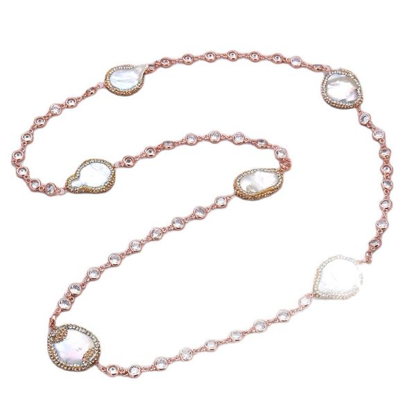 guaiguai jewelry white coin pearl crystal rose gold plated chain necklace handmade for women real gems stone lady fashion jewellery, Silver
guaiguai jewelry white coin pearl crystal rose gold plated chain necklace handmade for women real gems stone lady fashion jewellery, Silver