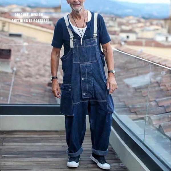 men's jeans workwear overalls suspenders europe and the united states fried street pants workers loose casual, Blue
men's jeans workwear overalls suspenders europe and the united states fried street pants workers loose casual, Blue