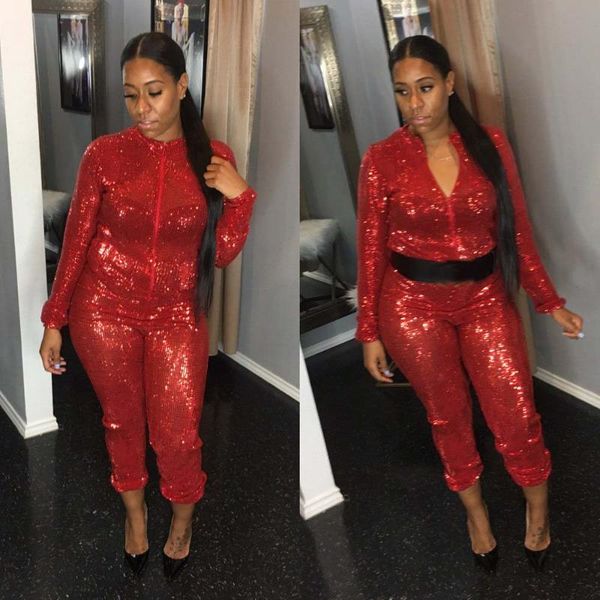 women's jumpsuits & rompers ahvit glitter red sequined bodycon front zipper o neck full sleeve skinny party romper women catsuit ll0242, Black;white
women's jumpsuits & rompers ahvit glitter red sequined bodycon front zipper o neck full sleeve skinny party romper women catsuit ll0242, Black;white