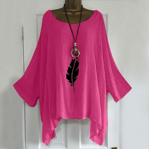 women's blouses & shirts 2021 autumn 3/4 batwing sleeve women spring feather print irregular pullover fashion loose cotton linen blusa, White
women's blouses & shirts 2021 autumn 3/4 batwing sleeve women spring feather print irregular pullover fashion loose cotton linen blusa, White