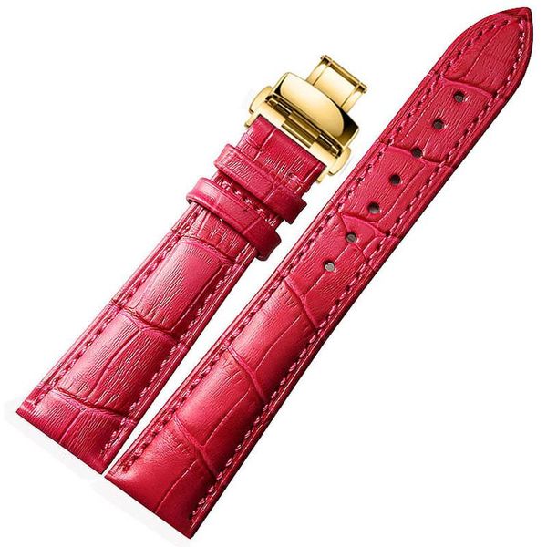 watch bands pink and red leather strap, crocodile grain, women's belt, metal butterfly button, 12141618 20mm., Black;brown
watch bands pink and red leather strap, crocodile grain, women's belt, metal butterfly button, 12141618 20mm., Black;brown