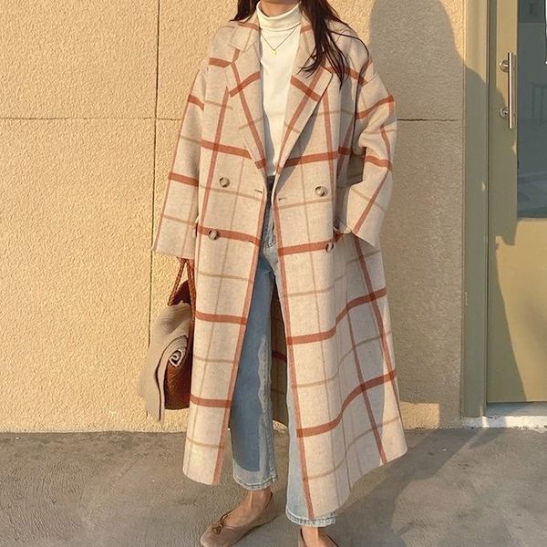 women's wool & blends autumn winter overcoat women cashmere jacket female double breasted plaid vintage 100%wool long coat woolen outw, Black
women's wool & blends autumn winter overcoat women cashmere jacket female double breasted plaid vintage 100%wool long coat woolen outw, Black