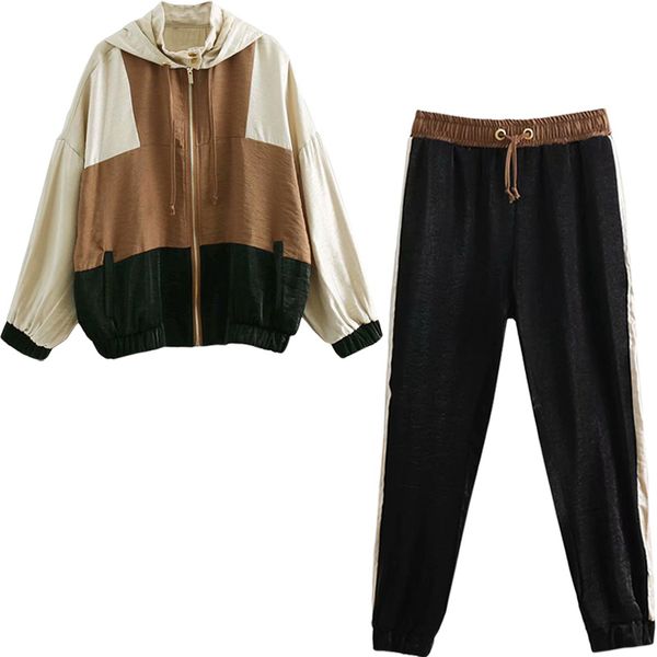 pant sports suit female hooded jacket patchwork sweatshirt casual drawstring striped jogging pants spring autumn loose tracksuits set, White
pant sports suit female hooded jacket patchwork sweatshirt casual drawstring striped jogging pants spring autumn loose tracksuits set, White