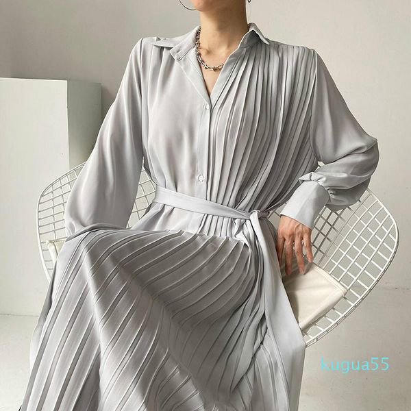 casual dresses korean elegant pleated long sleeve turn-down collar woman dress causal bandage slim waist vestido mujer, Black;gray
casual dresses korean elegant pleated long sleeve turn-down collar woman dress causal bandage slim waist vestido mujer, Black;gray