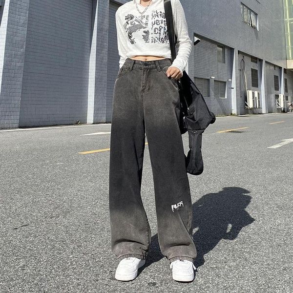 women's jeans high waist straight pants design color changing early autumn loose wide leg, Blue
women's jeans high waist straight pants design color changing early autumn loose wide leg, Blue