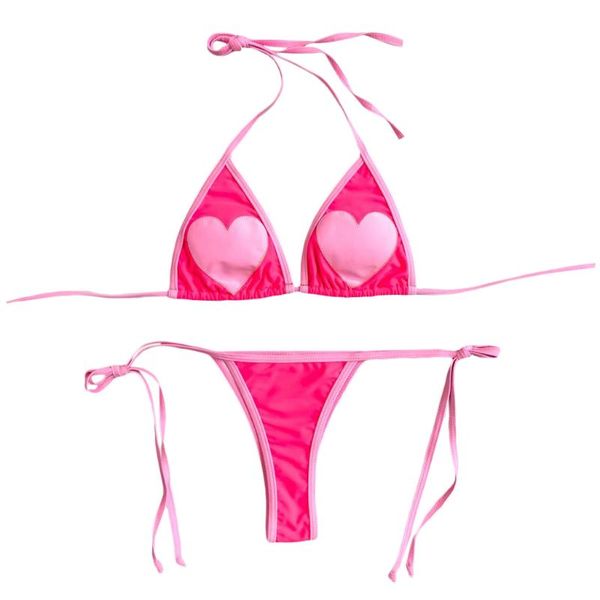 women's swimwear womens bikini set halter deep v-neck ruched triangle bra color block pink heart embroidered swimsuit low waist side ti, White;black
women's swimwear womens bikini set halter deep v-neck ruched triangle bra color block pink heart embroidered swimsuit low waist side ti, White;black