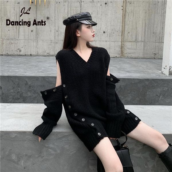 women's sweaters woman long sleeve off shoulder v-neck sweater korean streetwear button pullover female knitted shirts 2021 spring, White;black
women's sweaters woman long sleeve off shoulder v-neck sweater korean streetwear button pullover female knitted shirts 2021 spring, White;black
