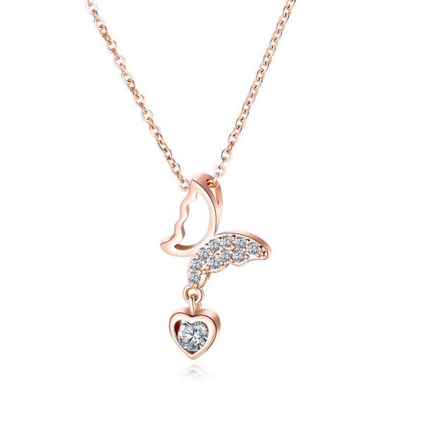 luxury steel summer style crystal butterfly pendant love heart necklaces valentine's day wedding jewelry for women, Silver
luxury steel summer style crystal butterfly pendant love heart necklaces valentine's day wedding jewelry for women, Silver