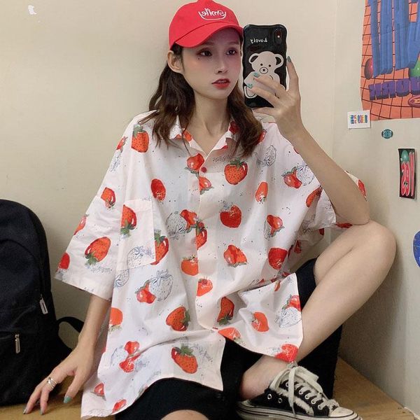 women's blouses & shirts summer shirt kawaii japanese sweet strawberry printing women blouse vintage harajuku streetwear cute short sle, White
women's blouses & shirts summer shirt kawaii japanese sweet strawberry printing women blouse vintage harajuku streetwear cute short sle, White
