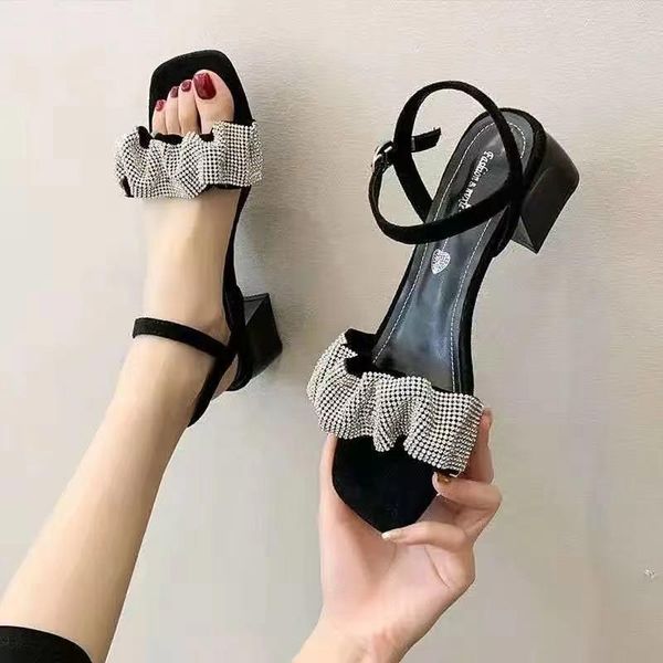 sandals shoes women slippers 2021 summer fashion women's heel button sandales femmes, Black
sandals shoes women slippers 2021 summer fashion women's heel button sandales femmes, Black