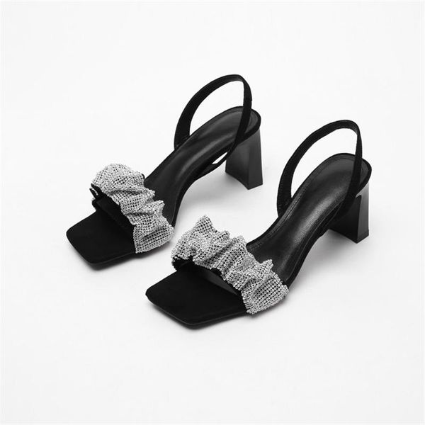 crystal back strap sandals square toe dress ladies pleated fashion women high heel rhinestone slingback female party shoes, Black
crystal back strap sandals square toe dress ladies pleated fashion women high heel rhinestone slingback female party shoes, Black