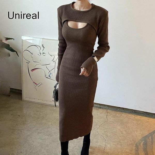casual dresses unireal 2021 autumn women knitted dress long sleeve bodycon pencil 2 pieces, Black;gray
casual dresses unireal 2021 autumn women knitted dress long sleeve bodycon pencil 2 pieces, Black;gray