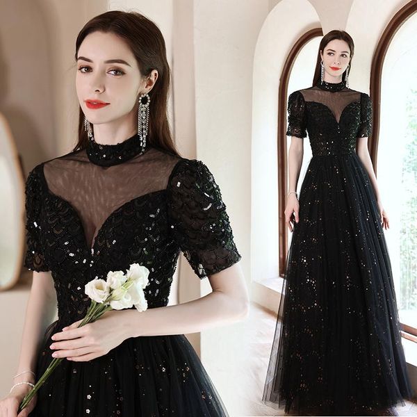 party dresses sweat sequined black long lady girl women princess banquet prom performance dance ball dress gown, White;black
party dresses sweat sequined black long lady girl women princess banquet prom performance dance ball dress gown, White;black