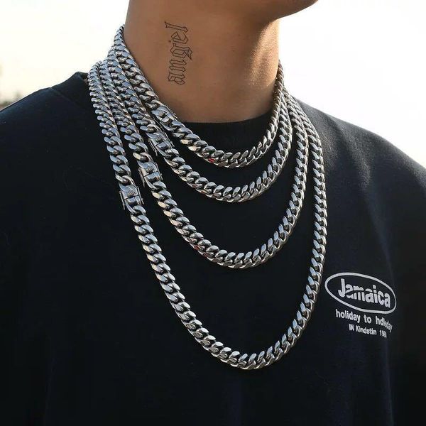 chains hip-hop curb cuban link chain 6mm-18mm stainless steel necklace for men and women golden bracelet fashion jewelry, Silver 
chains hip-hop curb cuban link chain 6mm-18mm stainless steel necklace for men and women golden bracelet fashion jewelry, Silver