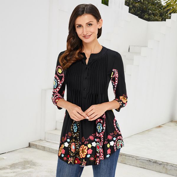 large print t-shirt women's medium length 3 / 4 sleeve round neck pleated women's 250370, White
large print t-shirt women's medium length 3 / 4 sleeve round neck pleated women's 250370, White