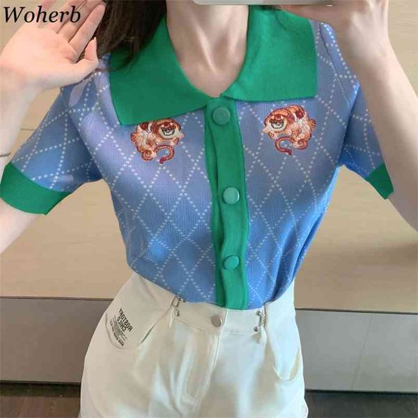 knitted sweater women summer fashion coat turn down collar short sleeve jackets embroidery tiger plaid cardigan 210519, White
knitted sweater women summer fashion coat turn down collar short sleeve jackets embroidery tiger plaid cardigan 210519, White