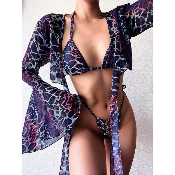 women's swimwear long sleeve blouse lace bikini three-piece set 2021 leopard print swimsuit women summer brazilian, White;black
women's swimwear long sleeve blouse lace bikini three-piece set 2021 leopard print swimsuit women summer brazilian, White;black
