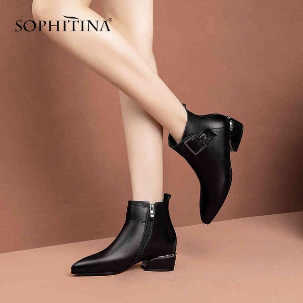 sophitina pointed toe women's boots genuine leather fashion metal decoration shoes special ankle boots po234 210513, Black
sophitina pointed toe women's boots genuine leather fashion metal decoration shoes special ankle boots po234 210513, Black