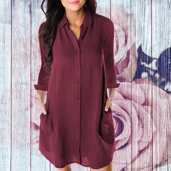 casual dresses loose pocket beach women dress solid travel party turn down collar fashion button long sleeve autumn home knee length, Black;gray
casual dresses loose pocket beach women dress solid travel party turn down collar fashion button long sleeve autumn home knee length, Black;gray