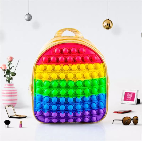 2021 toy backpack rainbow tie dye sensory push pop bubbles bag purses kids shoulder bags silicone handbag
2021 toy backpack rainbow tie dye sensory push pop bubbles bag purses kids shoulder bags silicone handbag