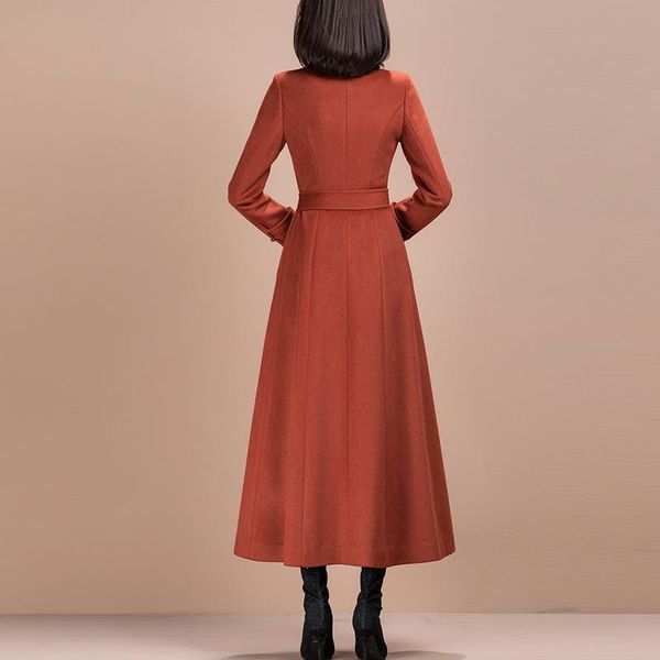 women's wool & blends collar turn down women coat with belt double breasted cashmere long trendy female, Black
women's wool & blends collar turn down women coat with belt double breasted cashmere long trendy female, Black