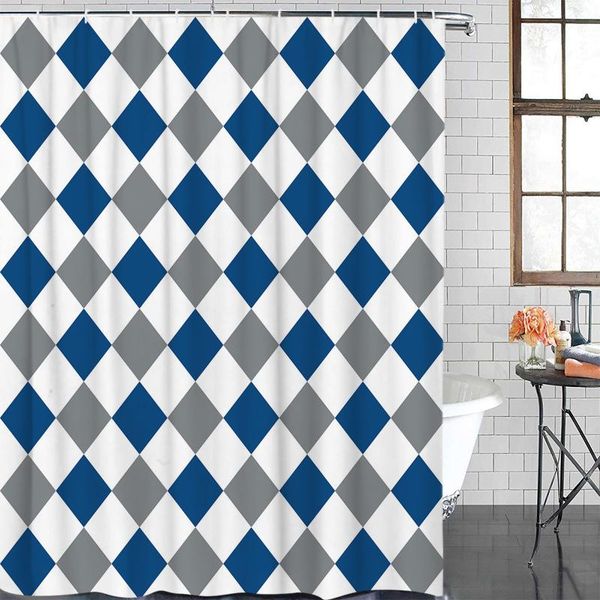 rhombus check texture blue gray shower curtain polyester fabric waterproof curtains modern bathroom
rhombus check texture blue gray shower curtain polyester fabric waterproof curtains modern bathroom