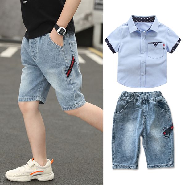summer boy short sleeves clothing set shirt + denim shorts suit kids clothing outfit 4-11 years cotton child wear, White
summer boy short sleeves clothing set shirt + denim shorts suit kids clothing outfit 4-11 years cotton child wear, White