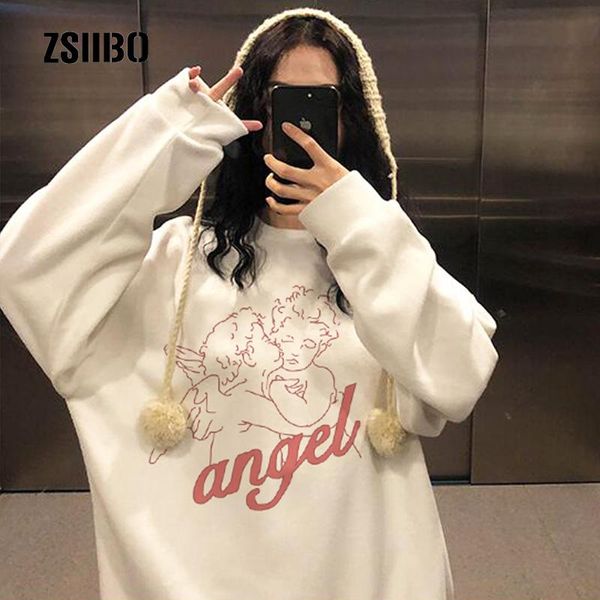 women's hoodies & sweatshirts angel cartoon print letter ins winter casual female fashion punk large size loose fun long sleeve vintage, Black
women's hoodies & sweatshirts angel cartoon print letter ins winter casual female fashion punk large size loose fun long sleeve vintage, Black