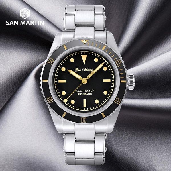 wristwatches men vintage mechanical sapphire pencil pointer nh35 automatic 20bar black dial san martin retro 6200 watch sn004 v3, Slivery;brown
wristwatches men vintage mechanical sapphire pencil pointer nh35 automatic 20bar black dial san martin retro 6200 watch sn004 v3, Slivery;brown