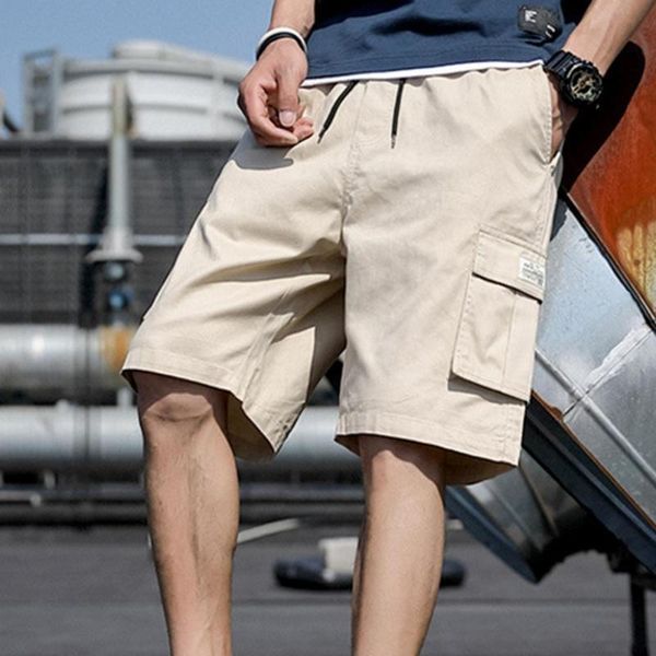 men's shorts 80% dropmen solid color knee length wide leg multi pockets cargo streetwear for training, White;black
men's shorts 80% dropmen solid color knee length wide leg multi pockets cargo streetwear for training, White;black