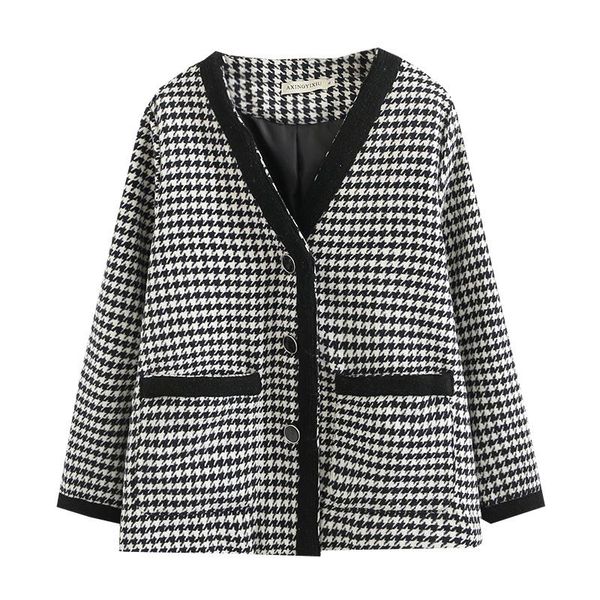spring 2021 women jacket oversize fashion casual clothes female coats v neck chic houndstooth woolen chaqueta de mujeres women's jacket, Black;brown
spring 2021 women jacket oversize fashion casual clothes female coats v neck chic houndstooth woolen chaqueta de mujeres women's jacket, Black;brown