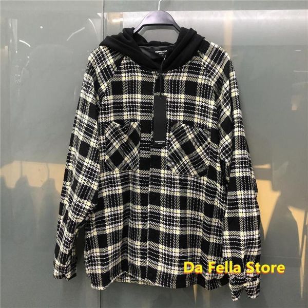 men's jackets represent 20fw men women slightly oversized hooded jacket 1:1 plaid wool cotton jersey coats, Black;brown
men's jackets represent 20fw men women slightly oversized hooded jacket 1:1 plaid wool cotton jersey coats, Black;brown