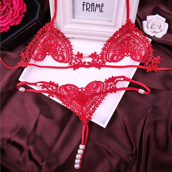 bras sets women halter push up lingerie lace bralette bra set hollow out transparent intimates open underwear, Red;black
bras sets women halter push up lingerie lace bralette bra set hollow out transparent intimates open underwear, Red;black