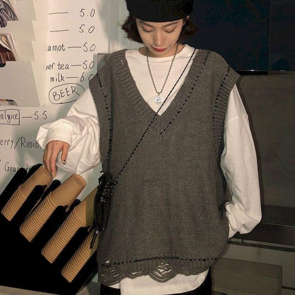 men's vests v neck knitted vest sweater sleeveless women khaki casual pullover black 2021 autumn winter gray jumper fashion men, Black;white
men's vests v neck knitted vest sweater sleeveless women khaki casual pullover black 2021 autumn winter gray jumper fashion men, Black;white