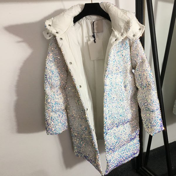ins fashion sequin women down jackets full embroidery designer lady parkas jacket winter thicken long coat, Black
ins fashion sequin women down jackets full embroidery designer lady parkas jacket winter thicken long coat, Black