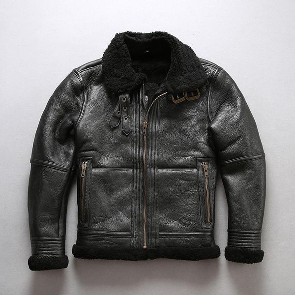 men fur wool liner pilot jacket shearling b3 flight casual cold bomber jackets winter russia coats men's leather & faux, Black
men fur wool liner pilot jacket shearling b3 flight casual cold bomber jackets winter russia coats men's leather & faux, Black
