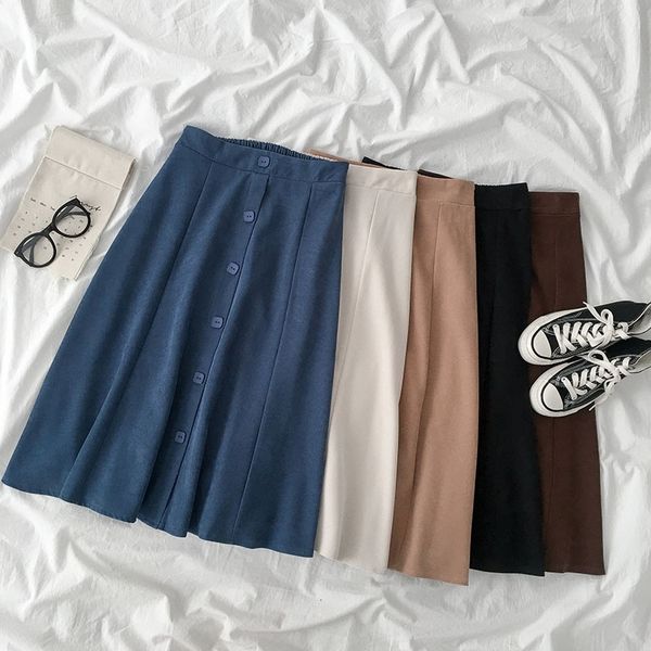 skirts autumn blend single-breasted buttons a-line midi elastic waist blue khaki coffee pleated skirts, Black
skirts autumn blend single-breasted buttons a-line midi elastic waist blue khaki coffee pleated skirts, Black