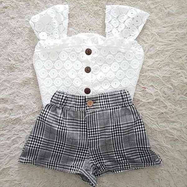 summer cute baby girls clothes sets lace flowers sleeveless single breasted vest plaid shorts, White
summer cute baby girls clothes sets lace flowers sleeveless single breasted vest plaid shorts, White