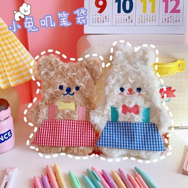 pencil bags kawaii plaid skirt bear plush case large capacity cute girl student stationery storage bag school supplies
pencil bags kawaii plaid skirt bear plush case large capacity cute girl student stationery storage bag school supplies