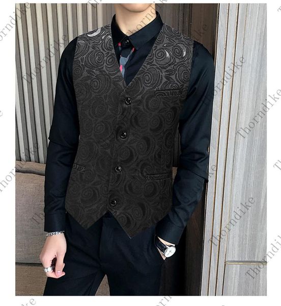 men's vests 2021 men vest black jacquard four buttons v-neck collar casual style slim fit wedding party wear plus size, Black;white
men's vests 2021 men vest black jacquard four buttons v-neck collar casual style slim fit wedding party wear plus size, Black;white