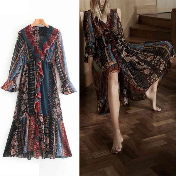 patchwork print midi dress autumn women ruffle v-neck long sleeve vintage holiday asymmetric hem lining es 210524, Black;gray
patchwork print midi dress autumn women ruffle v-neck long sleeve vintage holiday asymmetric hem lining es 210524, Black;gray