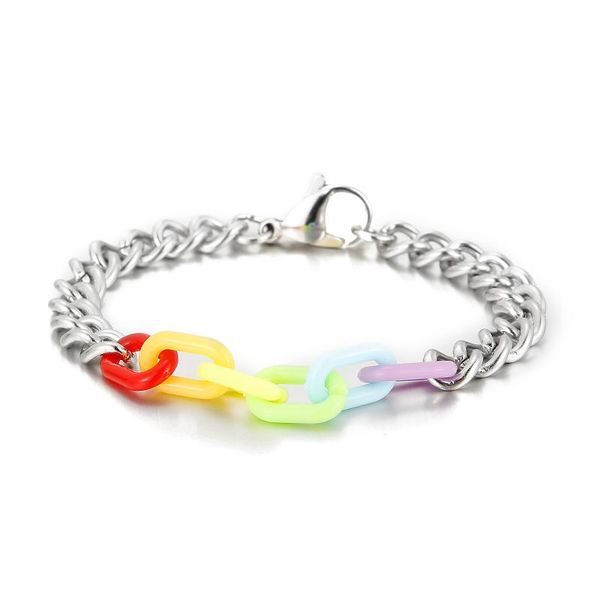 link, chain colorful men's stitching bracelet 7mm wide curbs cuban jewelry party accessories, Black
link, chain colorful men's stitching bracelet 7mm wide curbs cuban jewelry party accessories, Black