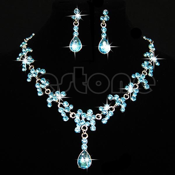 earrings & necklace charm wedding bridal rhinestone earring set, Silver 
earrings & necklace charm wedding bridal rhinestone earring set, Silver
