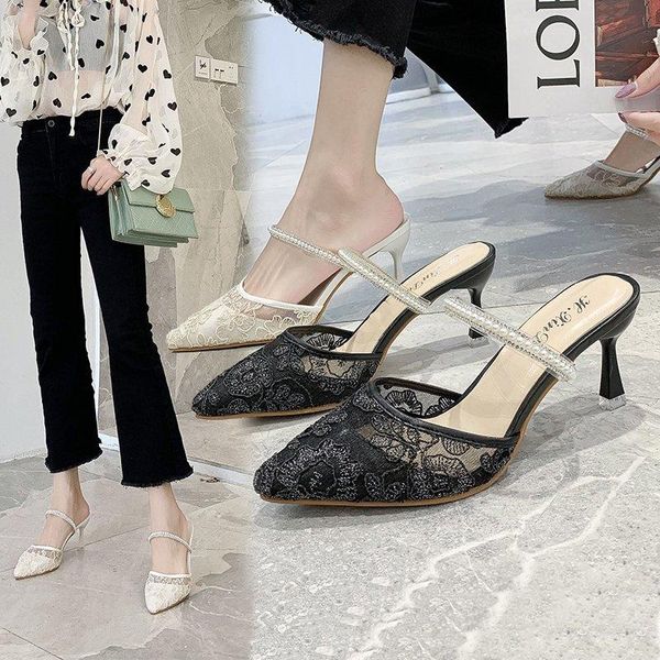 fashion brand 2021 mesh rhinestone lace stiletto slippers autumn high heels leather ladies slides non-slip soft soles shoes, Black
fashion brand 2021 mesh rhinestone lace stiletto slippers autumn high heels leather ladies slides non-slip soft soles shoes, Black