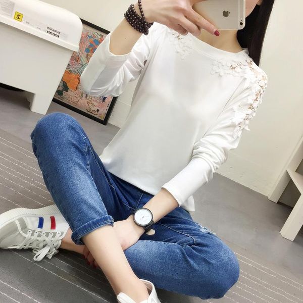 women's blouses & shirts women autumn eleglant lace hollow out blouse shirt long sleeve pink female outfit, White
women's blouses & shirts women autumn eleglant lace hollow out blouse shirt long sleeve pink female outfit, White