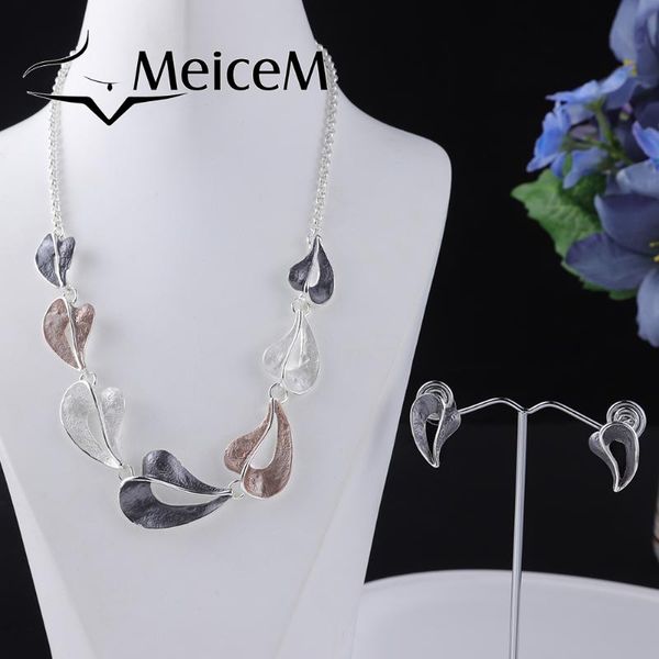 chains meicem enamel heart necklace design jewelrt set for women lady wedding party gift collares mujer choker necklaces 2021, Silver 
chains meicem enamel heart necklace design jewelrt set for women lady wedding party gift collares mujer choker necklaces 2021, Silver