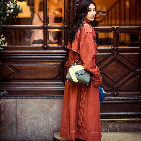 women's trench coats french design female streetwear long trench coats coral wine red color 2021 autumn solid jacket size, Tan;black
women's trench coats french design female streetwear long trench coats coral wine red color 2021 autumn solid jacket size, Tan;black